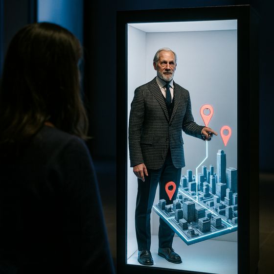 Booking interface next to the character on the display